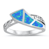 Blue Lab Opal Greek Key Wave Knot Ring New .925 Sterling Silver Band Sizes 5-10