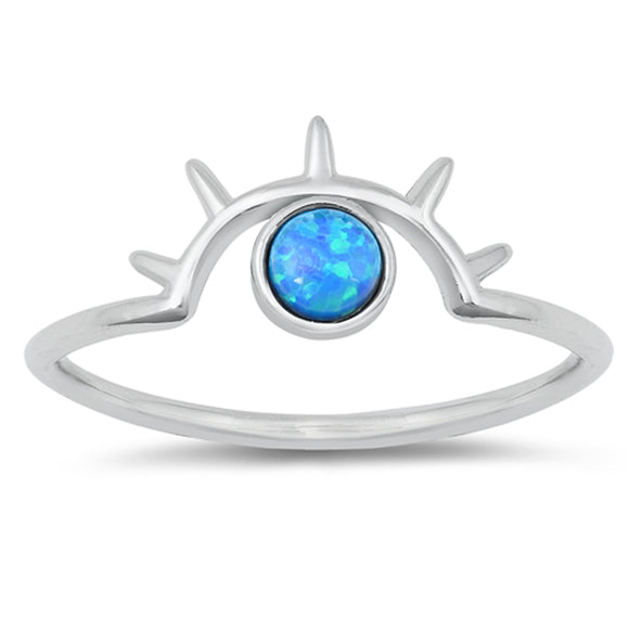 Blue Lab Opal All Seeing Eye Sun Rise Ring .925 Sterling Silver Band Sizes 4-10