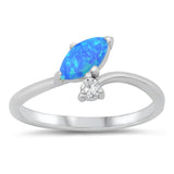 Clear CZ Blue Lab Opal Marquise Ring .925 Sterling Silver Band Sizes 5-10