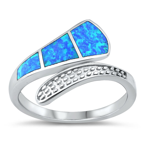 Blue Lab Opal Mosaic Wrap Ring New .925 Sterling Silver Band Sizes 5-10