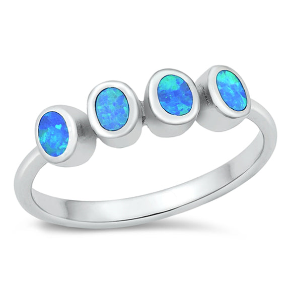 Blue Lab Opal Simple Unique Ring New .925 Sterling Silver Band Sizes 5-10