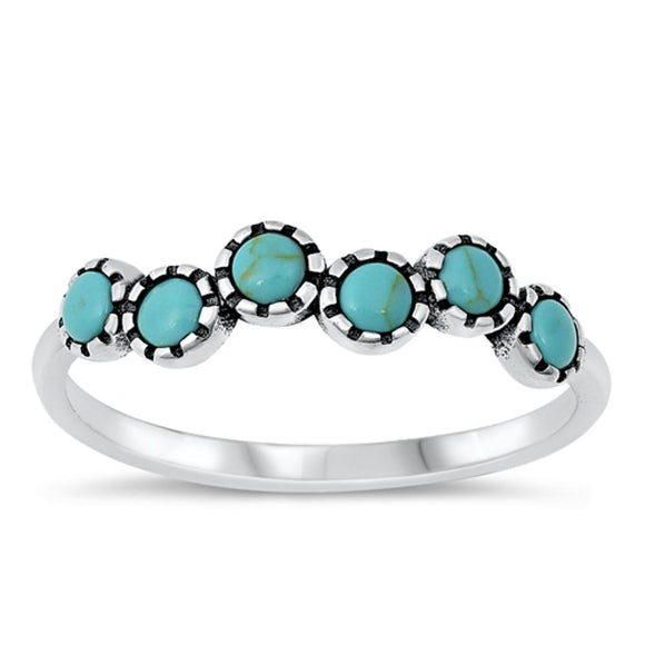 Cute Turquoise Bali Design Fashion Ring New .925 Sterling Silver Band Sizes 4-10