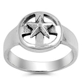 Antiqued Star Cross Filigree Cutout Ring .925 Sterling Silver Band Sizes 6-10