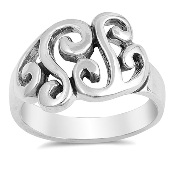 Oxidized Filigree Swirl Wide Infinity Ring .925 Sterling Silver Band Sizes 5-9