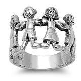 Boy Girl Family Children Happy Friendship Ring Sterling Silver Band Sizes 5-10