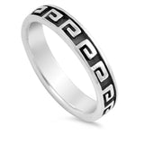 Oxidized Greek Key Eternity Stackable Ring .925 Sterling Silver Band Sizes 5-9