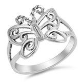 Filigree Butterfly Swirl Petite Animal Ring .925 Sterling Silver Band Sizes 5-10