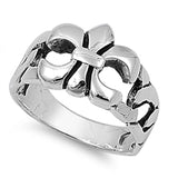 Oxidized Fleur-de-lis Ring New .925 Sterling Silver Twisted Dark Band Sizes 4-10