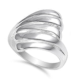High Polish Wave Ocean Shell Wide Ring New .925 Sterling Silver Band Sizes 6-10