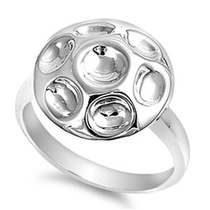 High Polish Dome Round Hammered Ring New .925 Sterling Silver Band Sizes 6-9