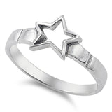 Oxidized Star Friendship Cutout Simple New .925 Sterling Silver Band Sizes 5-10
