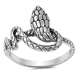Oxidized Snake Coil Loop Knot Animal Ring .925 Sterling Silver Band Sizes 4-10