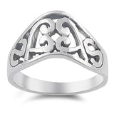 Oxidized Heart Filigree Swirl Infinity Ring .925 Sterling Silver Band Sizes 6-10