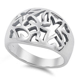 Oxidized Floral Filigree Cutout Ring New .925 Sterling Silver Band Sizes 6-10