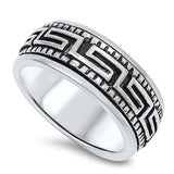 Greek Key Spinner Wedding Ring New .925 Sterling Silver Band Sizes 5-14