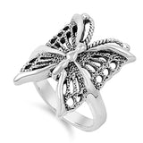 Oxidized Butterfly Filigree Beautiful Ring .925 Sterling Silver Band Sizes 4-8