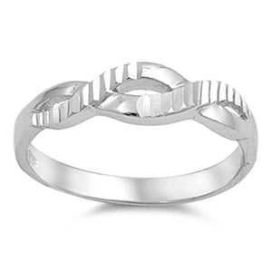 Diamond-Cut Criss Cross Love Knot Ring New .925 Sterling Silver Band Sizes 5-9