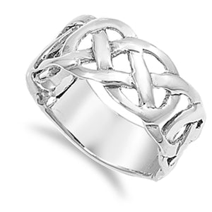 Celtic Infinity Endless Knot Weave Ring New .925 Sterling Silver Band Sizes 5-13