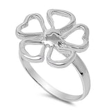 Heart Flower Filigree Hawaiian Plumeria Ring 925 Sterling Silver Band Sizes 4-9