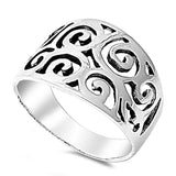 Oxidized Spiral Wide Filigree Chic Ring New .925 Sterling Silver Band Sizes 5-10