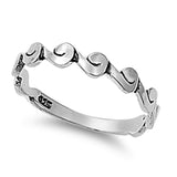 High Polish Spiral Swirl Stackable Accent Ring Sterling Silver Band Sizes 2-12