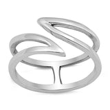 Open Wave Criss-Cross Ring New .925 Sterling Silver Thumb Band Sizes 4-10