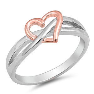 Rose Gold-Tone Heart Infinity Knot Promise Ring .925 Sterling Silver Sizes 4-10