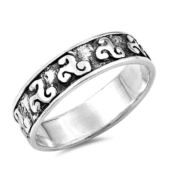 Eternity Oxidized Swirl Beautiful Ring New .925 Sterling Silver Band Sizes 6-14