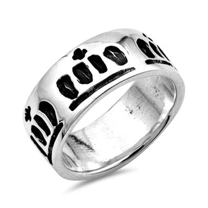 Etched Crown King Fashion Ring New .925 Sterling Silver Band Sizes 5-10