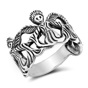 Fairy Angel Artistic Oxidized Ring New .925 Sterling Silver Band Sizes 6-9