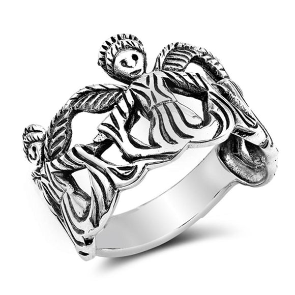 Fairy Angel Artistic Oxidized Ring New .925 Sterling Silver Band Sizes 6-9