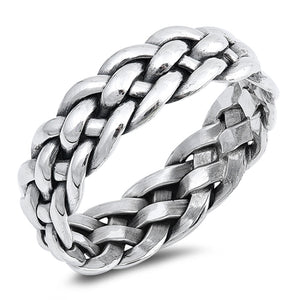 Eternity Mesh Weave Knot Wedding Ring New .925 Sterling Silver Band Sizes 7-13