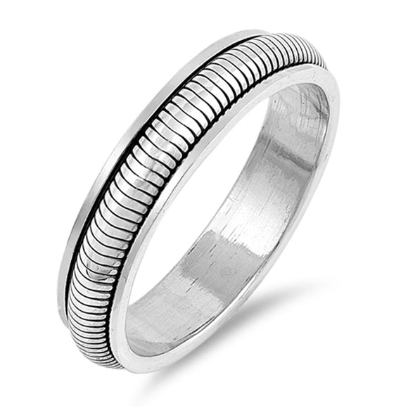 Rope Spinner Snake Chain Link Wedding Ring .925 Sterling Silver Band Sizes 7-13