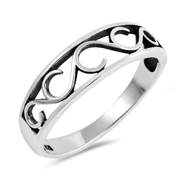 Oxidized Swirl Infinity Wave Filigree Ring .925 Sterling Silver Band Sizes 5-10