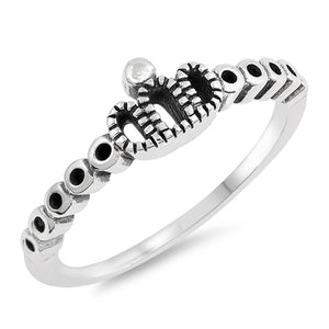 Oxidized Black Crown Midi Stacking Ring New .925 Sterling Silver Band Sizes 4-10