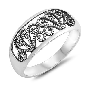 Filigree Vintage Flower Victorian Style Ring 925 Sterling Silver Band Sizes 5-10