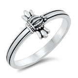 Polished Royal Crown Cross Ring New .925 Sterling Silver Band Sizes 4-10