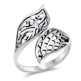 Unique Waffle Cut Leaf Open Ring New .925 Sterling Silver Band Sizes 6-10