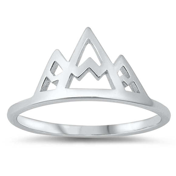 Geometric Cutout Mountain New .925 Sterling Silver Band Sizes 4-10