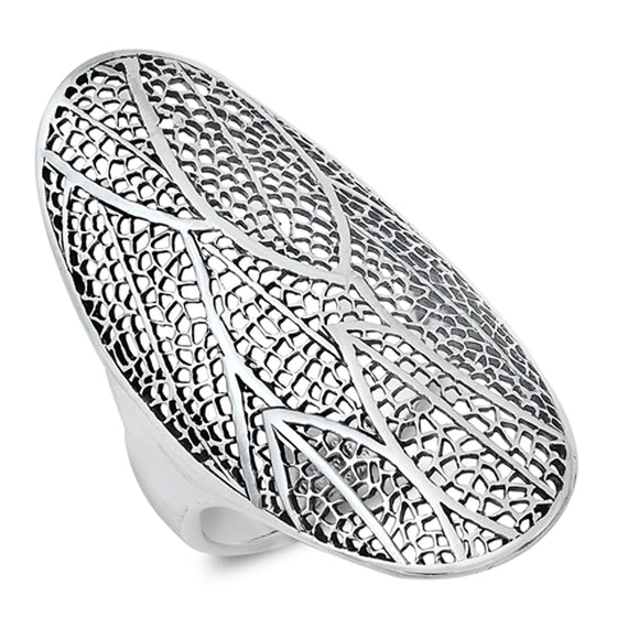 Delicate Leaf Vein Cutout Nature Ring New .925 Sterling Silver Band Sizes 6-12