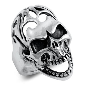 Creepy Biker Skull Ring New .925 Sterling Silver Band Sizes 8-13