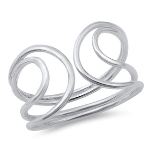 Double Swirl Open Fashion Ring New .925 Solid Sterling Silver Band Sizes 6-10