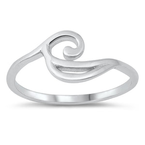 Simple Ocean Wave Spiral Swirl Ring New .925 Sterling Silver Band Sizes 4-10