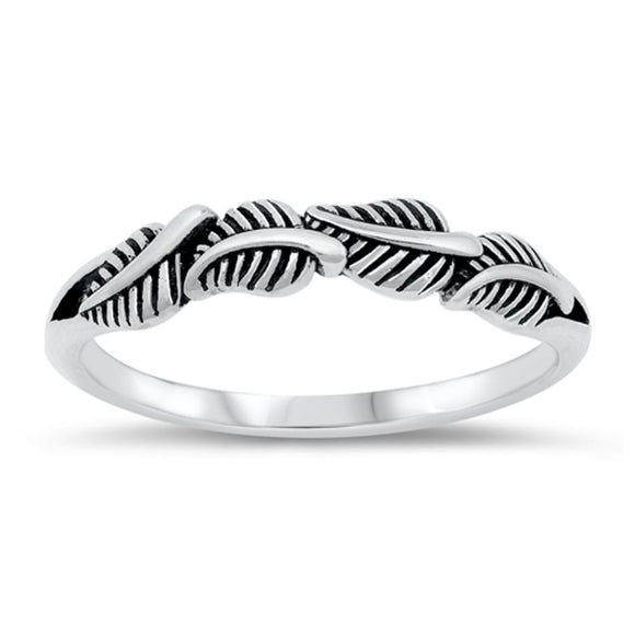 Sideways Stacked Leaf Ring New .925 Sterling Silver Band Sizes 4-10