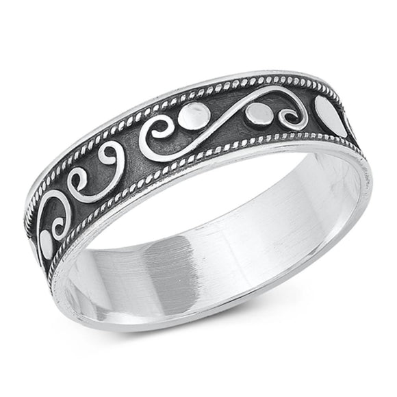 Elegant Spiral Oxidized Rope Ring New .925 Sterling Silver Bali Band Sizes 5-10