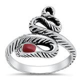 Red Snake Heart Wholesale Ring New .925 Sterling Silver Band Sizes 5-9