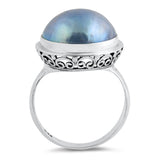 Freshwater Pearl Raised Heart Filigree Ring .925 Sterling Silver Band Sizes 6-9