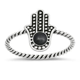 Black Onyx Boho Oxidized Hand of God Wholesale Ring New .925 Sterling Silver Band Sizes 4-10