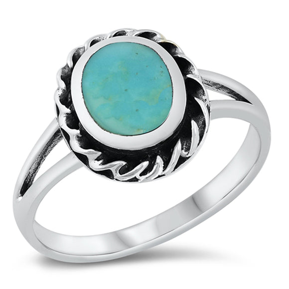 Simple Turquoise Sun Twist Ring .925 Sterling Silver Band Sizes 5-10