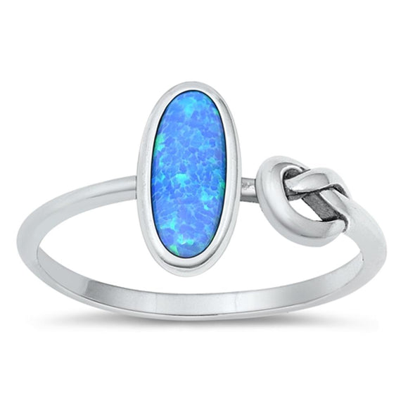 Sterling Silver Blue Lab Opal Knot Ring